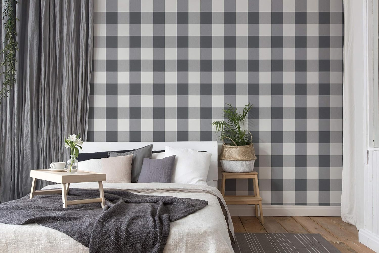 AS Vliestapete Elegance Kariert Grau 206367