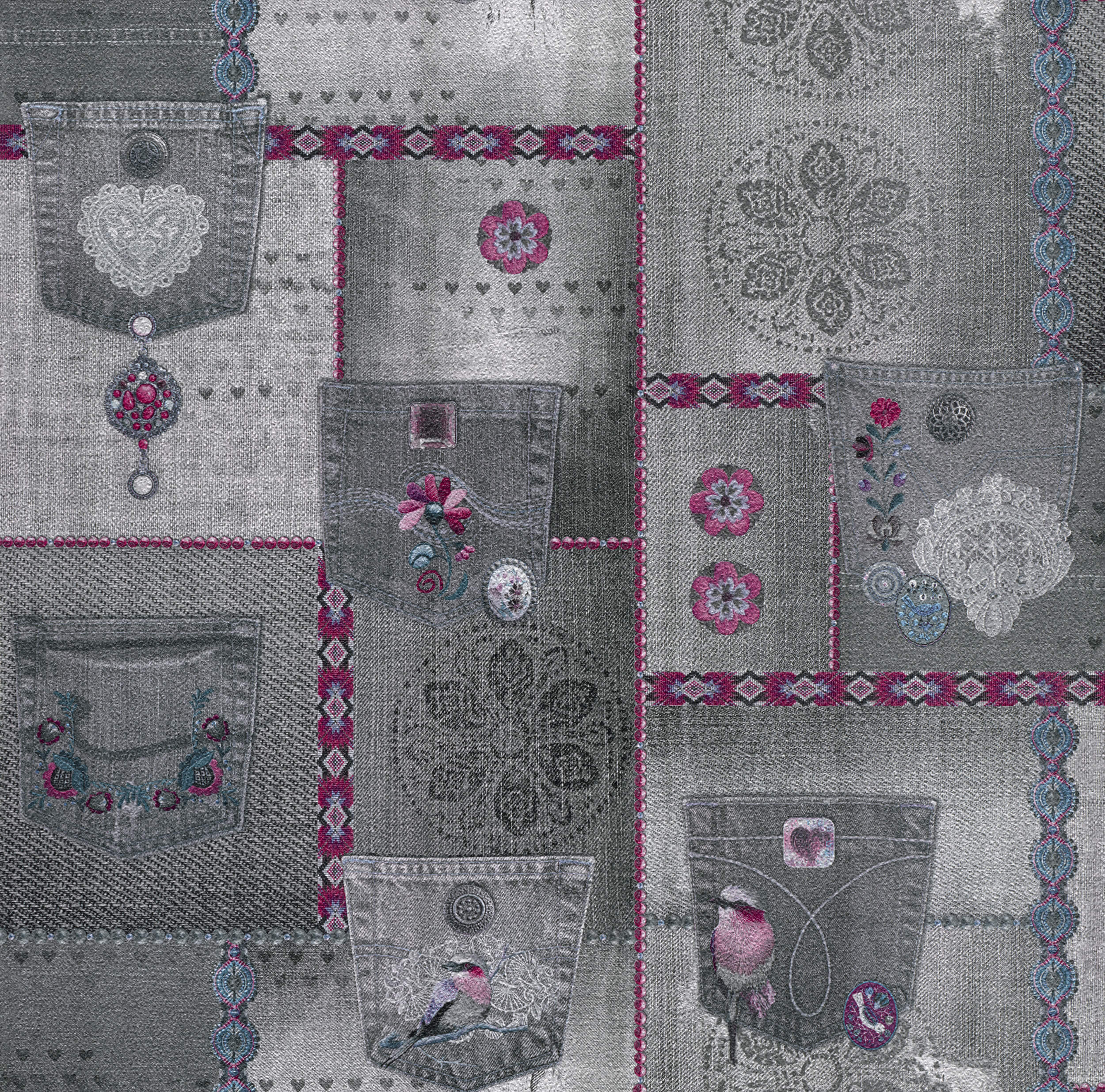 P+S Tapete Its me jeans grau kachel 0556830