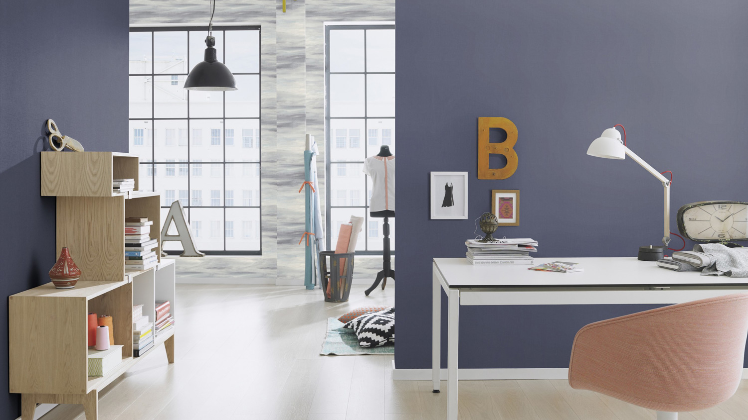 Rasch Vliestapete Poetry Unitapete blau 423983