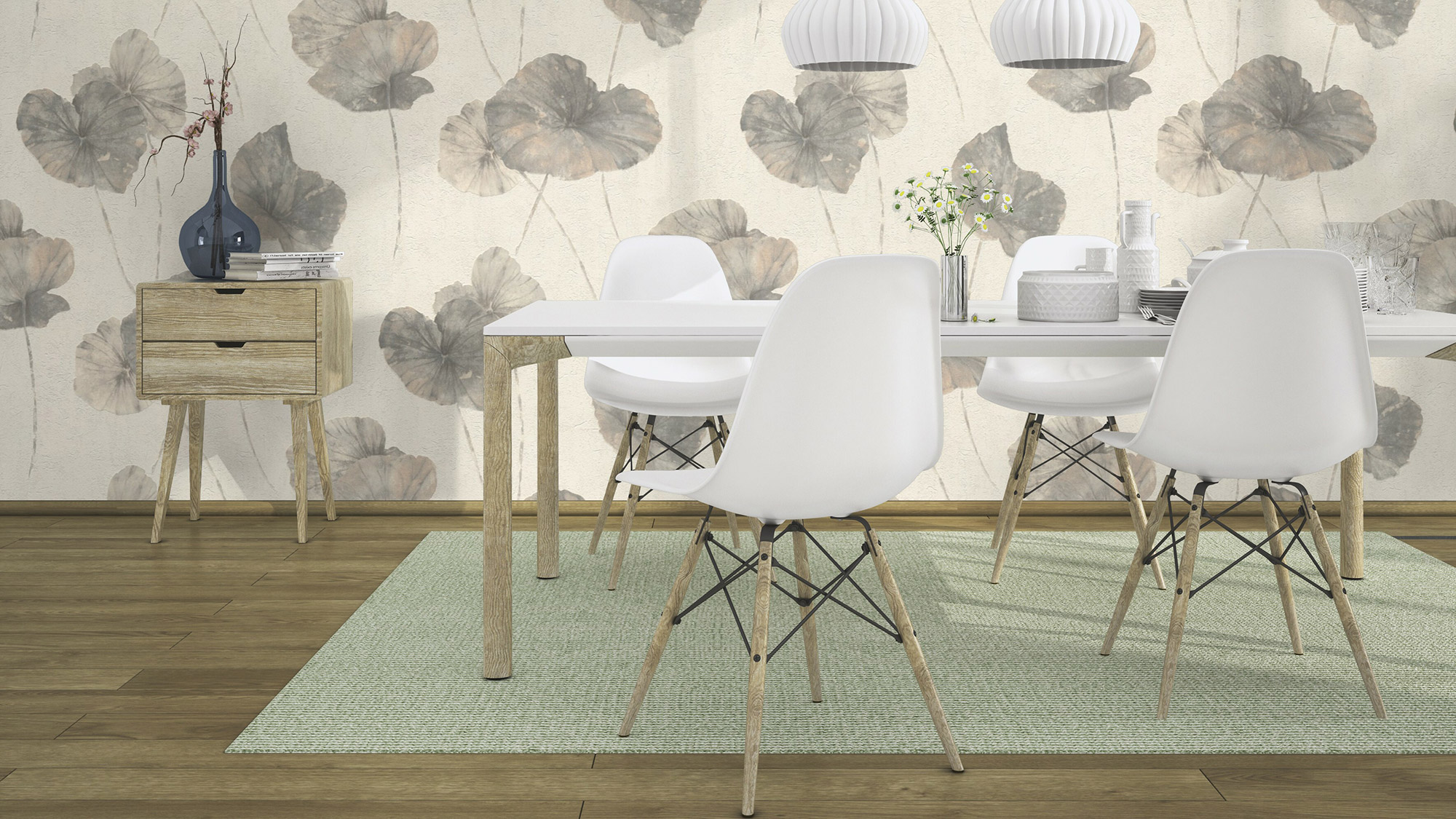 Rasch Vliestapete Andy Wand Putzstruktur Seerose 458213