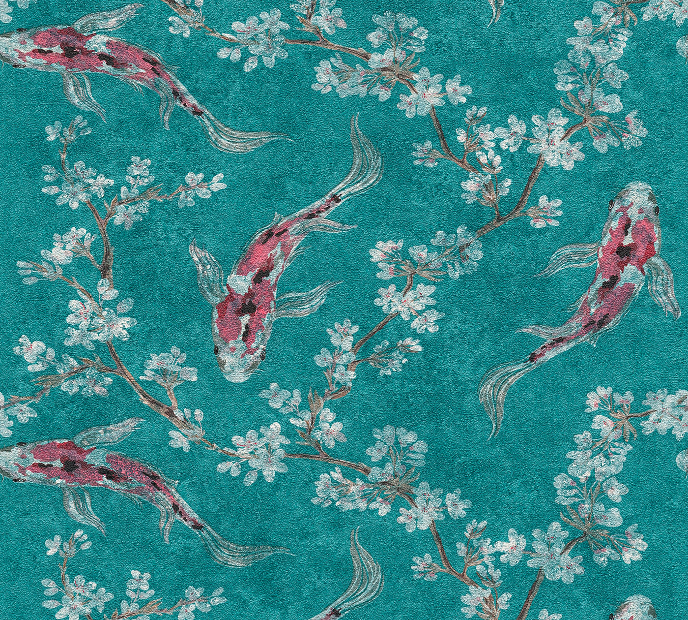 AS Vliestapete Asian Fusion Fische Kois Türkis 374623