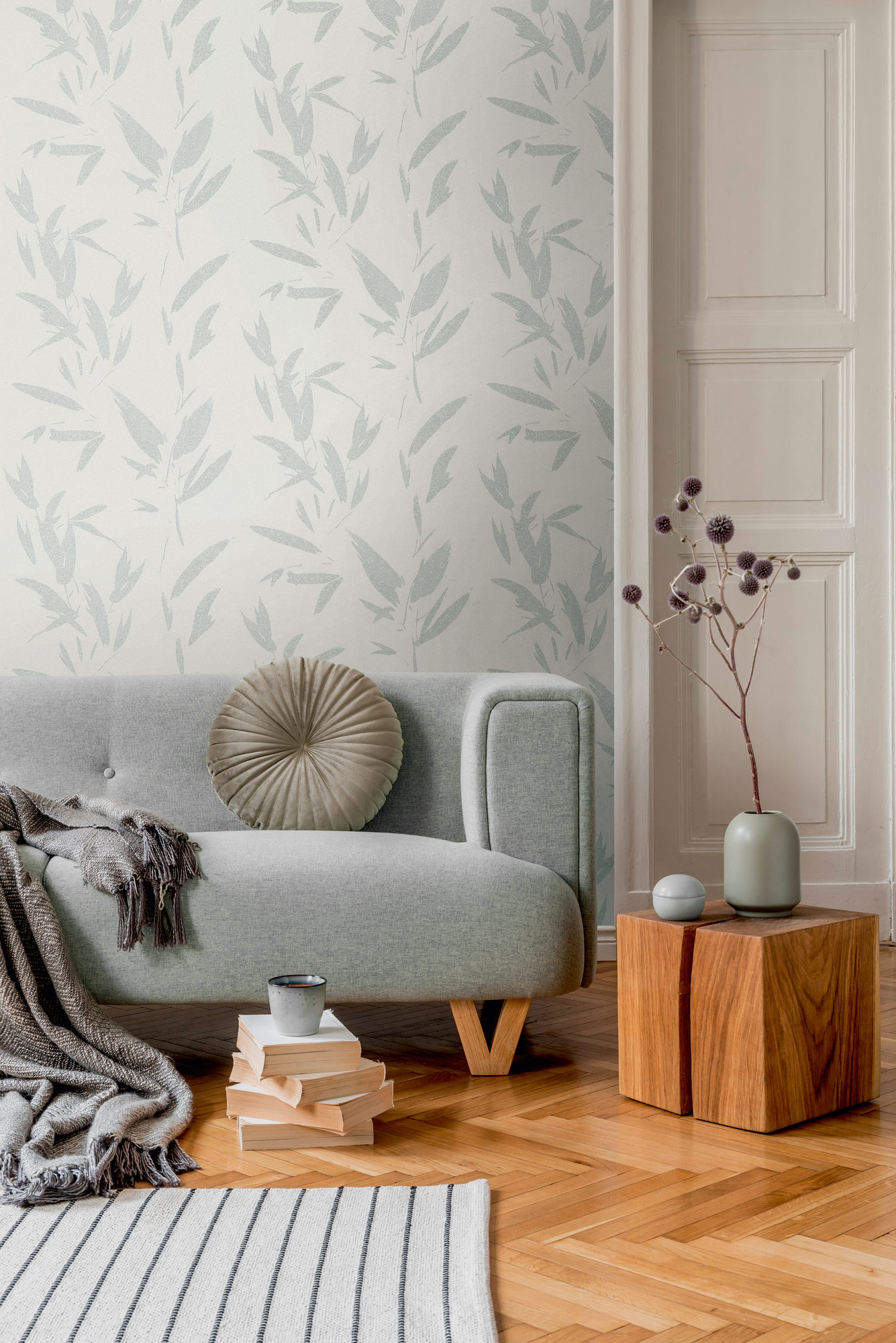 AS Vliestapete New Elegance grau Blätter 375494