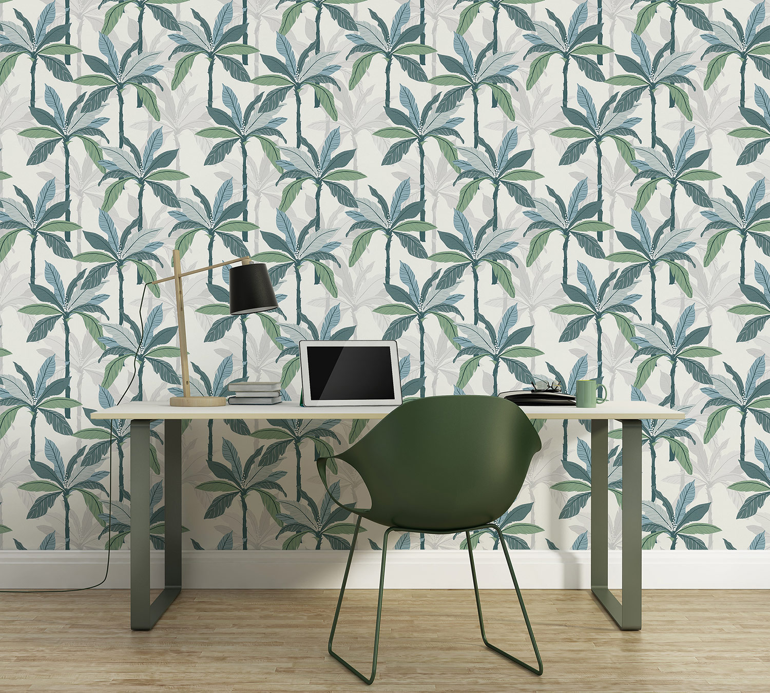 AS Vliestapete Geo Nordic Palmen blau 375301