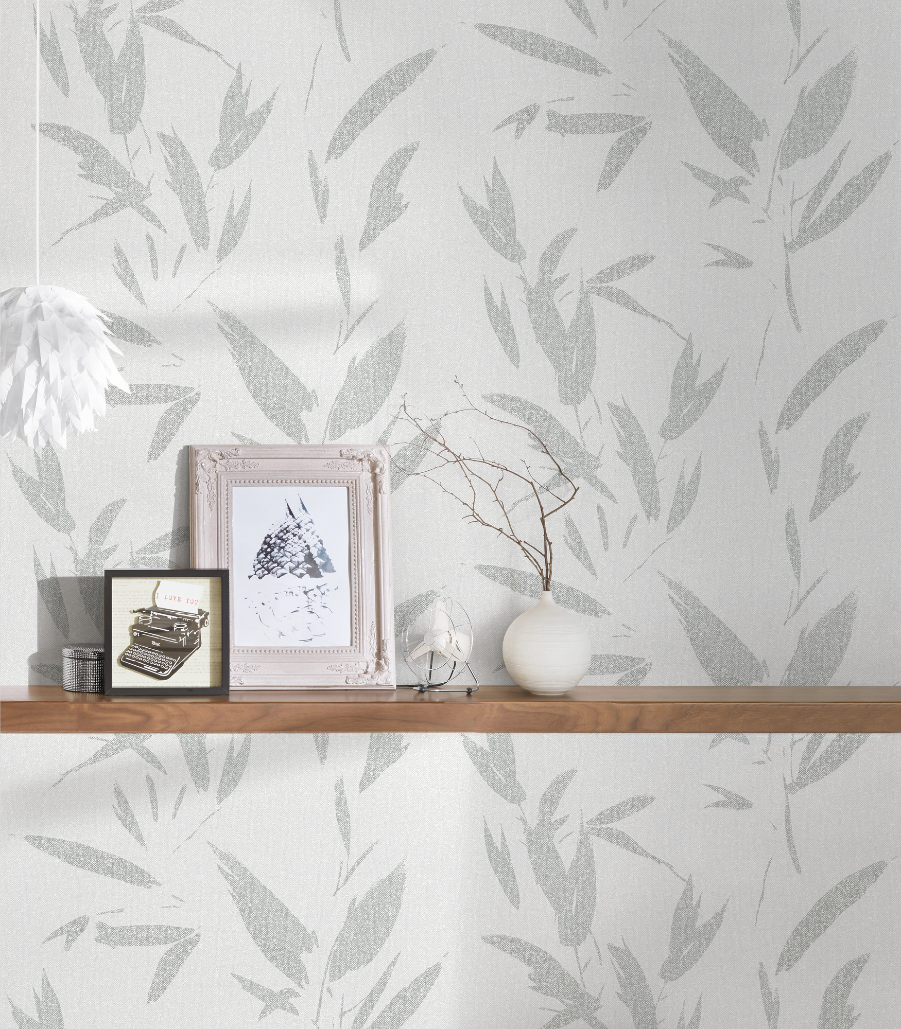 AS Vliestapete New Elegance grau Blätter 375494