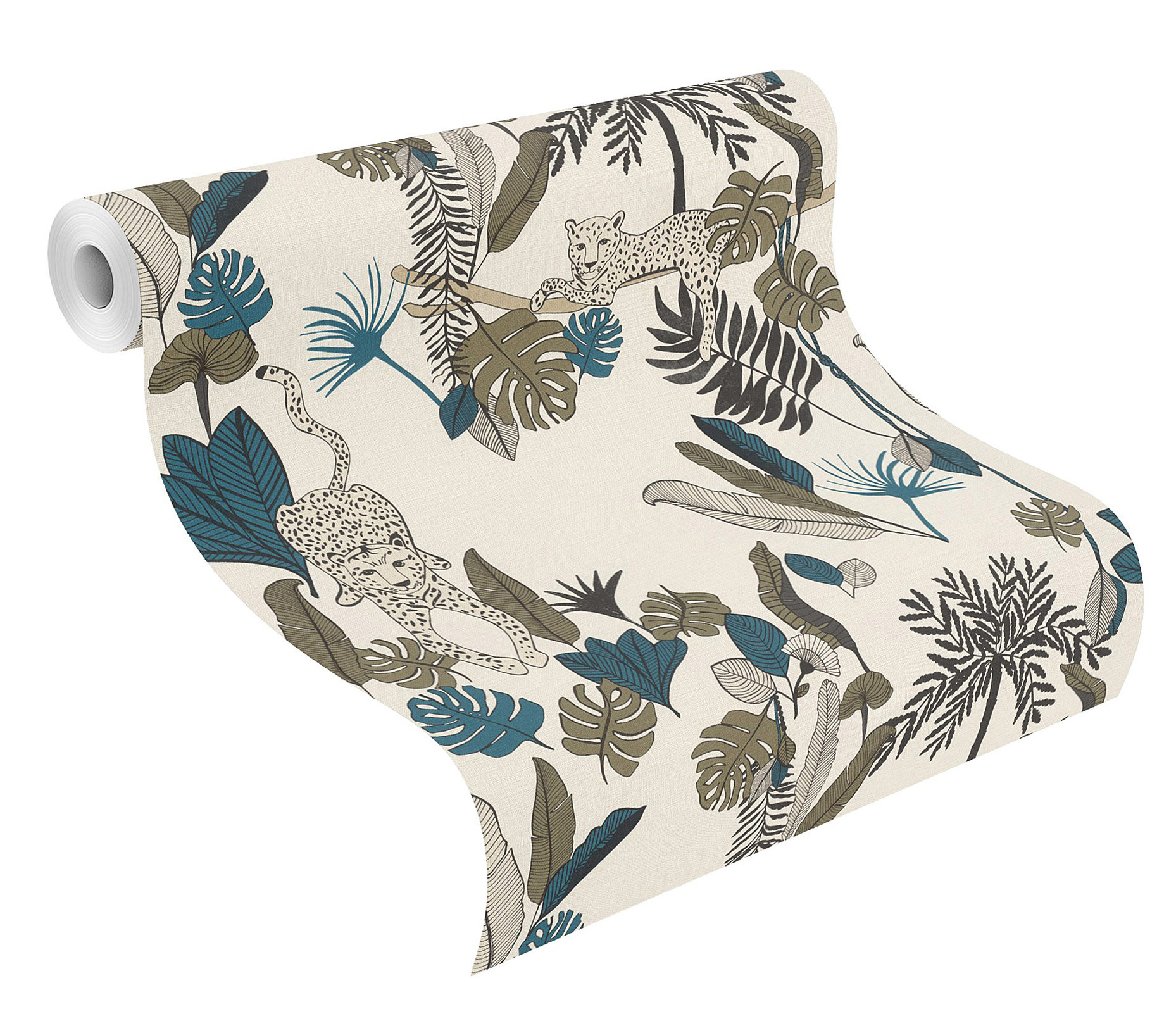 Rasch Vliestapete Club Botanique Leoparden  grün 540345