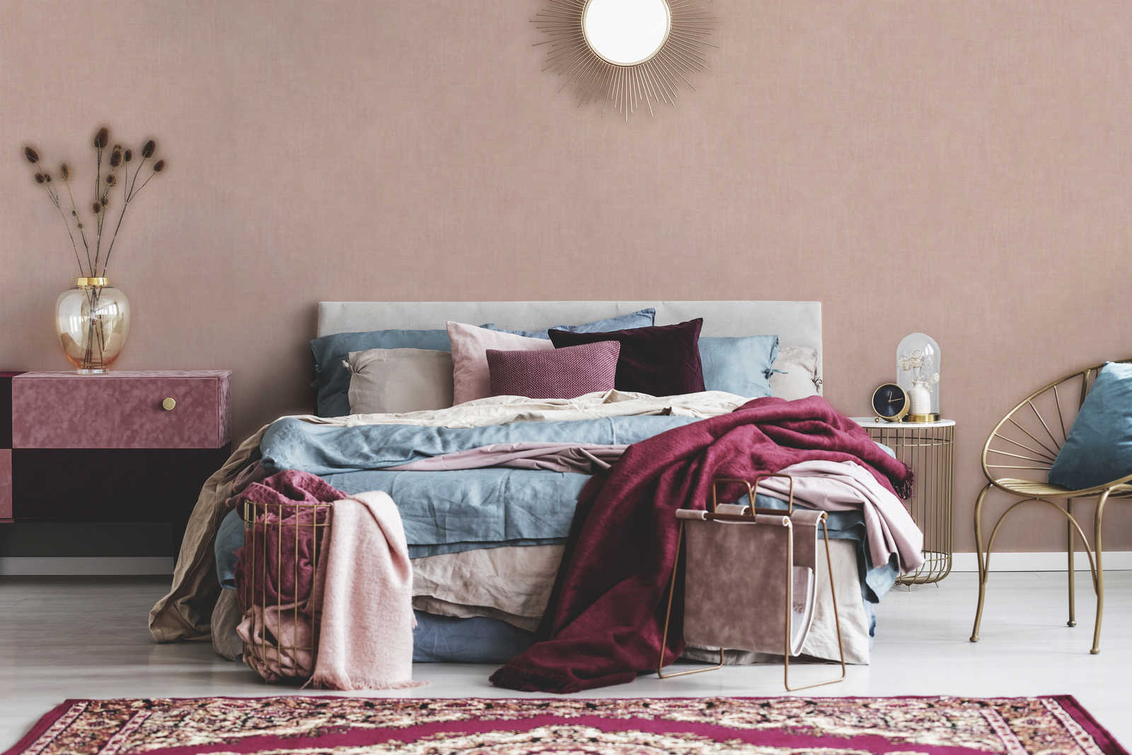 AS Vliestapete Unitapete metallic rose 380246